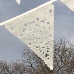 Cream Wedding banner, ivory lace bu..