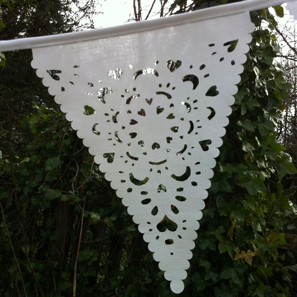 Lace Fabric Garland, White Vintage Style Bunting on Luulla